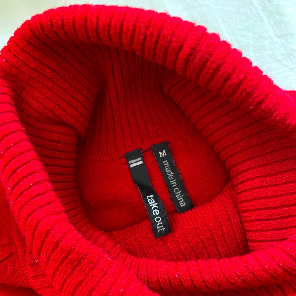 take out Red Turtleneck Sweater
